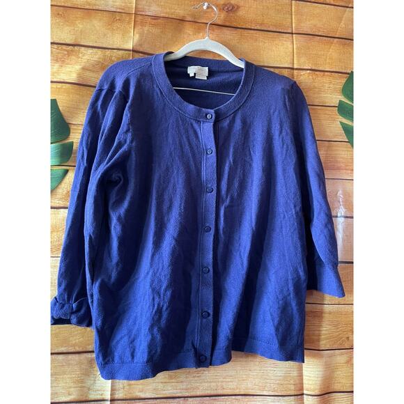 Kate Spade Blue Cardigan With Bow Sleeve Size L Cotton Blend - Picture 1 of 5